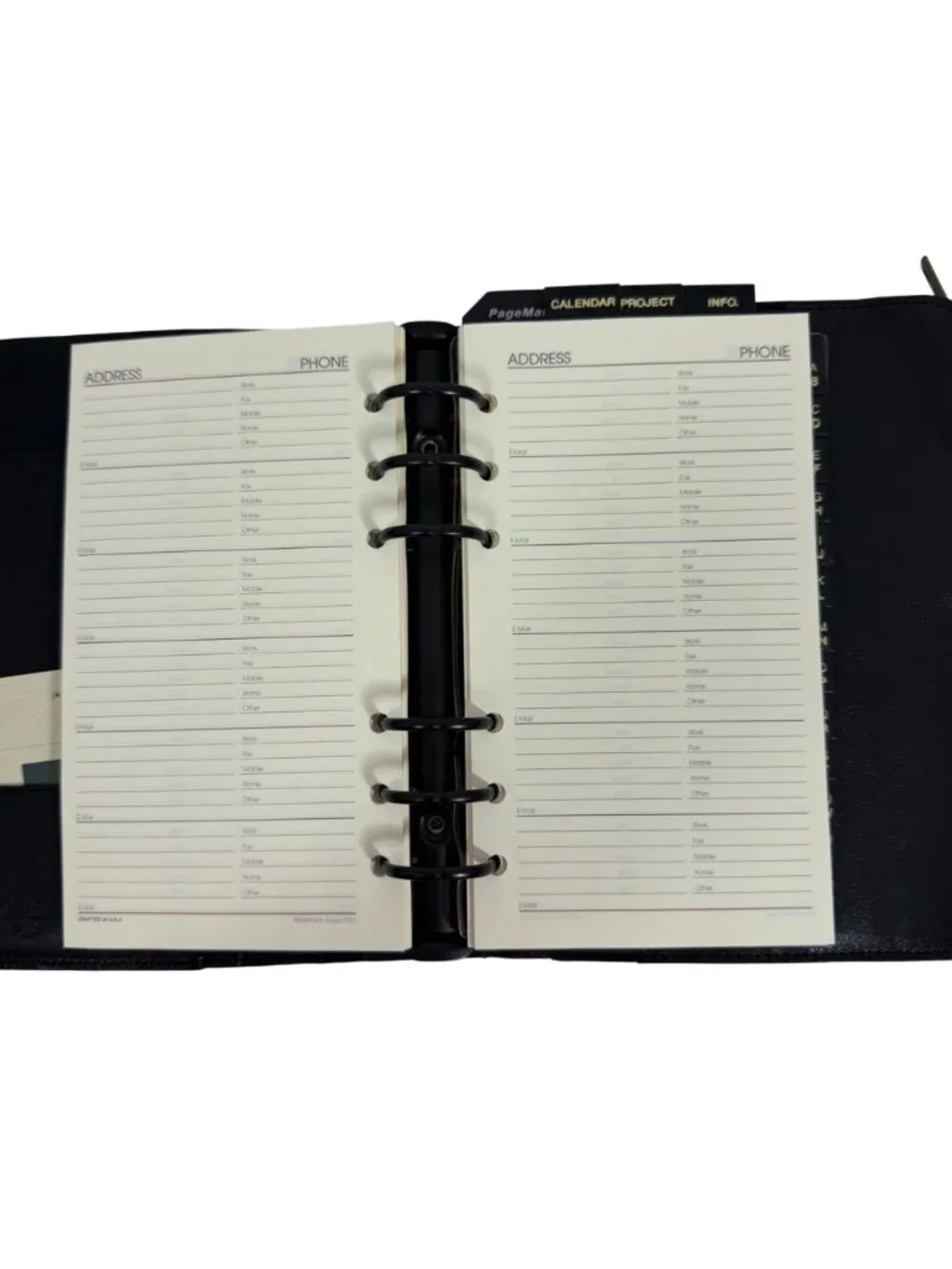 New Vintage Carlo Amboldi Black Italian Leather Day Planner